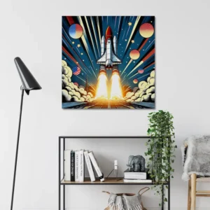 Galactic Launch Spectacle | Retro Rocket Space Art | LoveSpaceArt