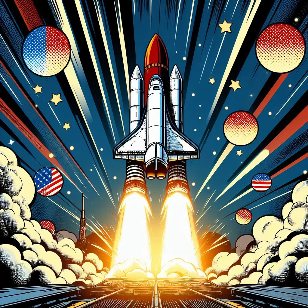 Galactic Launch Spectacle | Retro Space Art | LoveSpaceArt