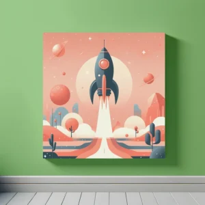 Rocket Ship Blast Off | Retro Space Art Print | LoveSpaceArt