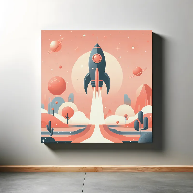 Rocket Ship Blast Off | Retro Space Art Print | LoveSpaceArt