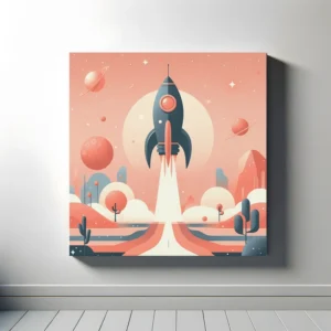 Rocket Ship Blast Off | Retro Space Art Print | LoveSpaceArt