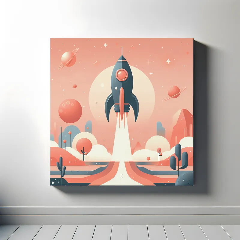 Rocket Ship Blast Off | Retro Space Art Print | LoveSpaceArt