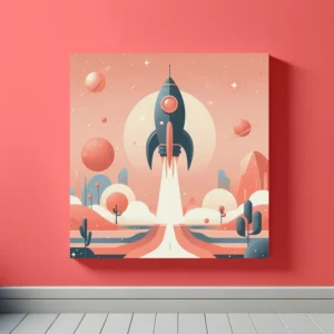 Rocket Ship Blast Off | Retro Space Art Print | LoveSpaceArt