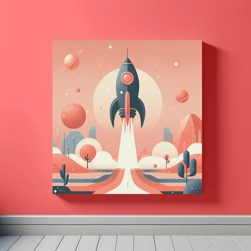Rocket Ship Blast Off | Retro Space Art Print | LoveSpaceArt