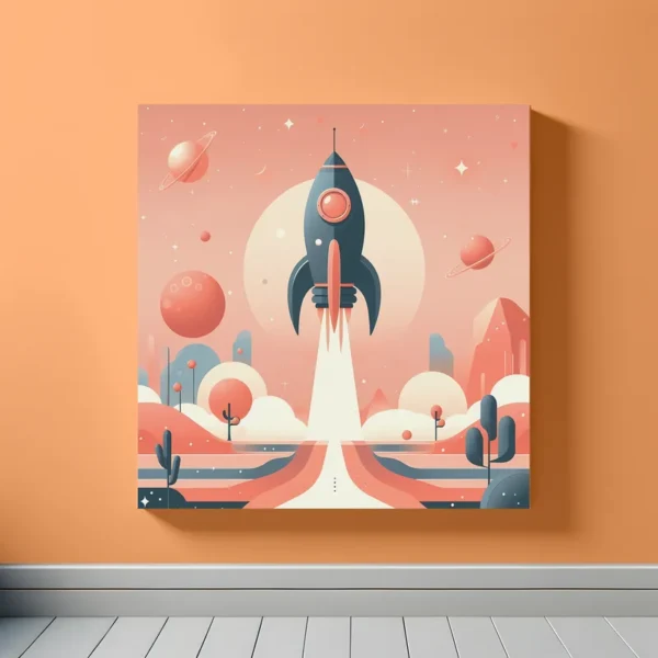 Rocket Ship Blast Off | Retro Space Art Print | LoveSpaceArt