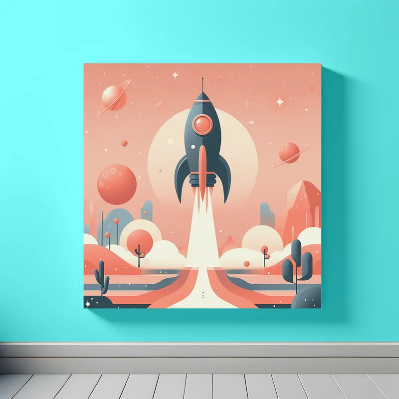 Rocket Ship Blast Off | Retro Space Art Print | LoveSpaceArt