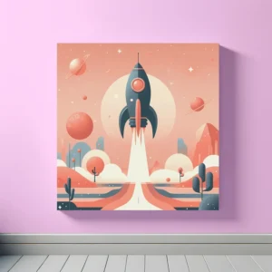 Rocket Ship Blast Off | Retro Space Art Print | LoveSpaceArt