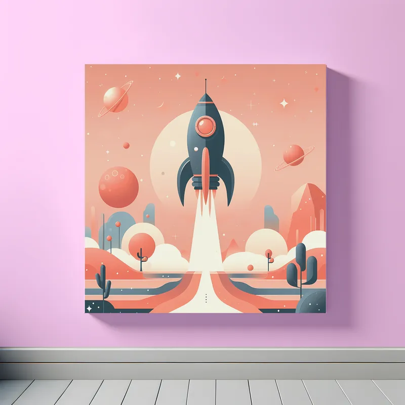 Rocket Ship Blast Off | Retro Space Art Print | LoveSpaceArt