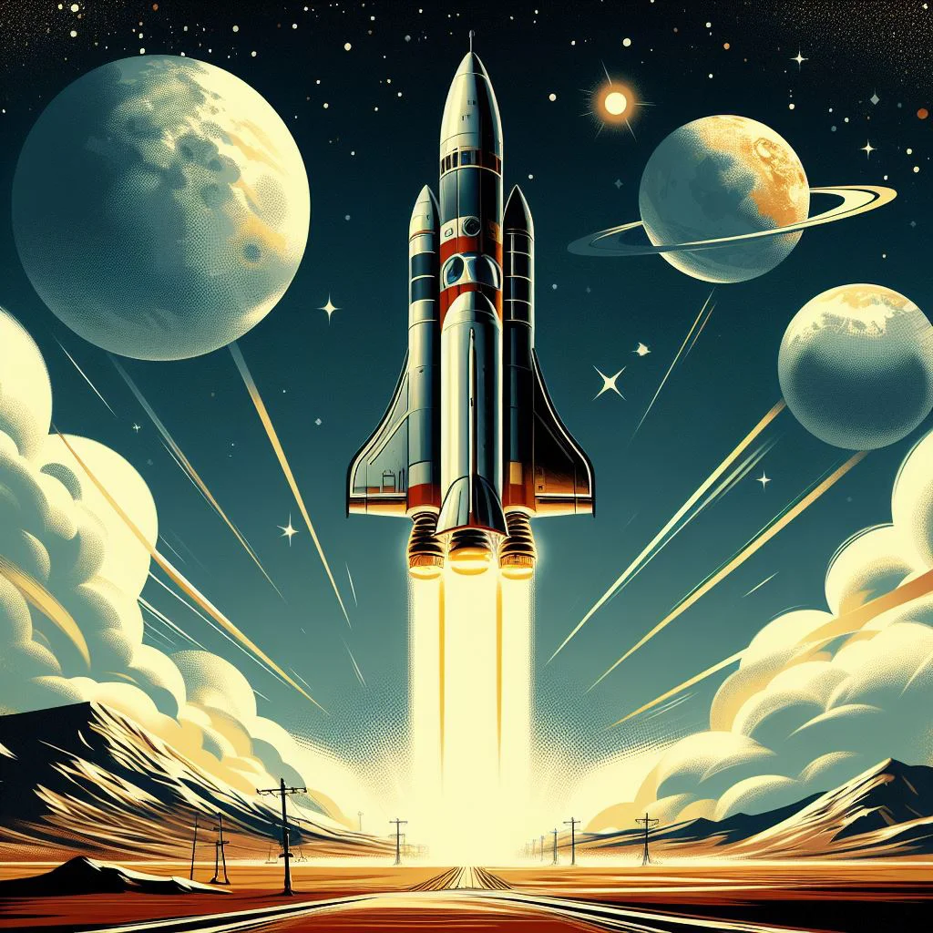 Rocket Voyage Unleashed | Retro Space Art | LoveSpaceArt