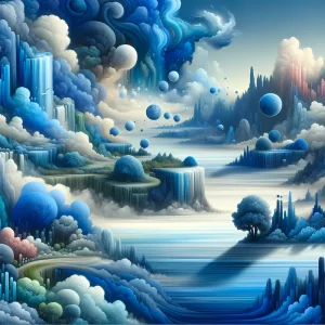 Azure Dreams Unbound | Surreal Abstract Landscape Space Art | LoveSpaceArt