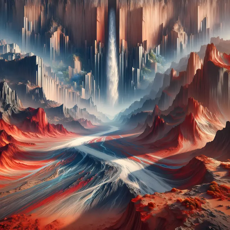 Crimson Cascade of the Martian Divide | Abstract Space Art | LoveSpaceArt