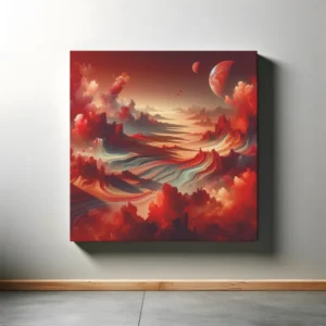 Crimson Echoes of the Unknown | Surreal Abstract Landscape Space Art Print | LoveSpaceArt