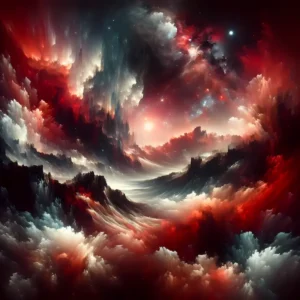 Crimson Nebula Horizons | Abstract Space Art | LoveSpaceArt