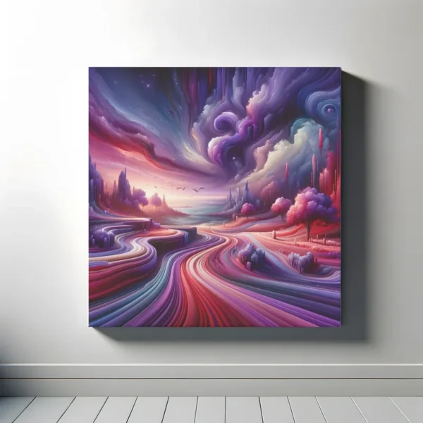 Crimson Twilight Reverie | Surreal Abstract Landscape Space Art Print | LoveSpaceArt