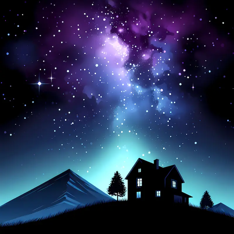 Galactic Haven Silhouette | Illustrated Landscape Space Art Print | LoveSpaceArt