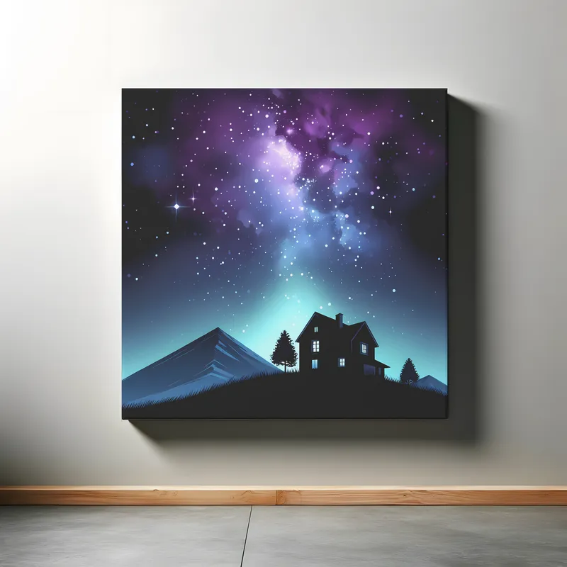 Galactic Haven Silhouette | Illustrated Landscape Space Art Print | LoveSpaceArt