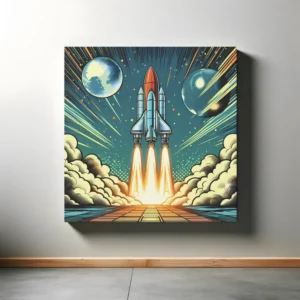 Galactic Launch Journey | Retro Rocket Space Art Print | LoveSpaceArt