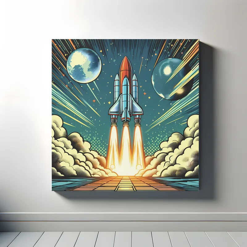 Galactic Launch Journey | Retro Rocket Space Art Print | LoveSpaceArt