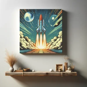 Galactic Launch Journey | Retro Rocket Space Art Print | LoveSpaceArt