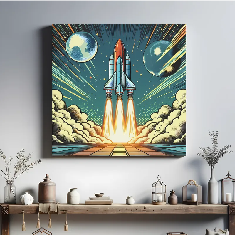 Galactic Launch Journey | Retro Rocket Space Art Print | LoveSpaceArt