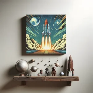 Galactic Launch Journey | Retro Rocket Space Art Print | LoveSpaceArt