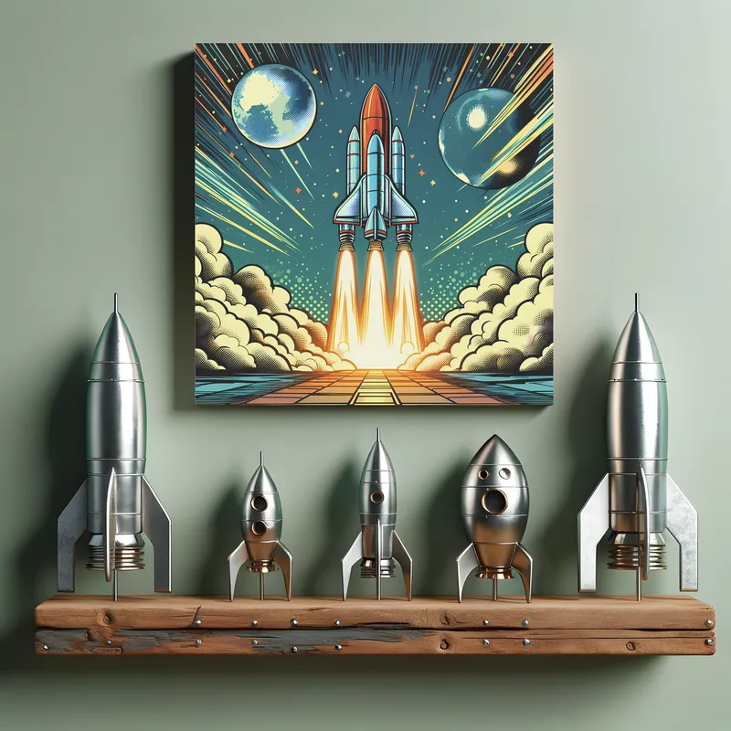 Galactic Launch Journey | Retro Rocket Space Art Print | LoveSpaceArt