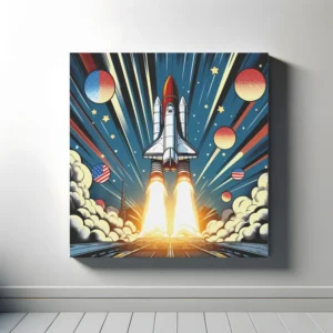 Galactic Launch Spectacle | Retro Rocket Space Art | LoveSpaceArt