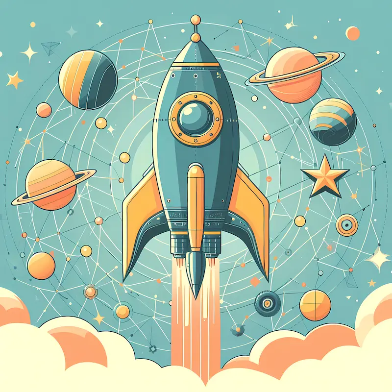 Galactic Voyage Awaits | Retro Rocket Space Art Print | LoveSpaceArt