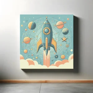 Galactic Voyage Awaits | Retro Rocket Space Art Print | LoveSpaceArt