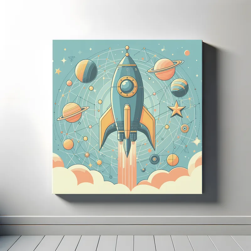 Galactic Voyage Awaits | Retro Rocket Space Art Print | LoveSpaceArt