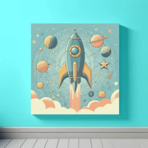 Galactic Voyage Awaits | Retro Rocket Space Art Print | LoveSpaceArt