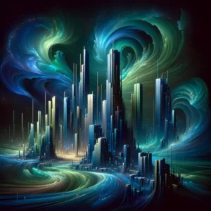 Luminous Swirls of Gaia City | Abstract Space Art | LoveSpaceArt