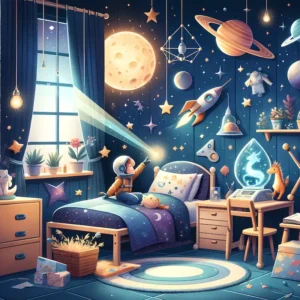 Lunar Play Dreams | Kids Illustrated Space Art | LoveSpaceArt