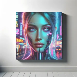 Neon Fusion Gaze | Futuristic Cyberpunk Space Art | LoveSpaceArt