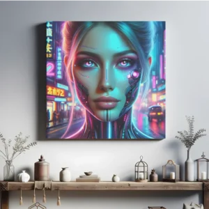 Neon Fusion Gaze | Futuristic Cyberpunk Space Art | LoveSpaceArt