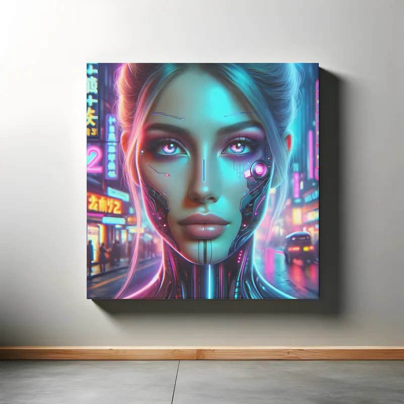 Neon Fusion Gaze | Futuristic Cyberpunk Space Art | LoveSpaceArt