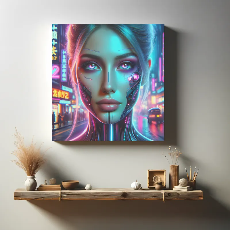 Neon Fusion Gaze | Futuristic Cyberpunk Space Art | LoveSpaceArt