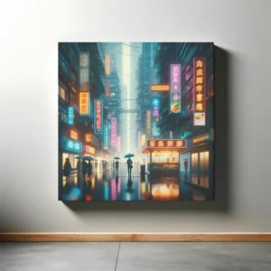 Rainfall Over Neon Streets | Cyberpunk Space Art | LoveSpaceArt