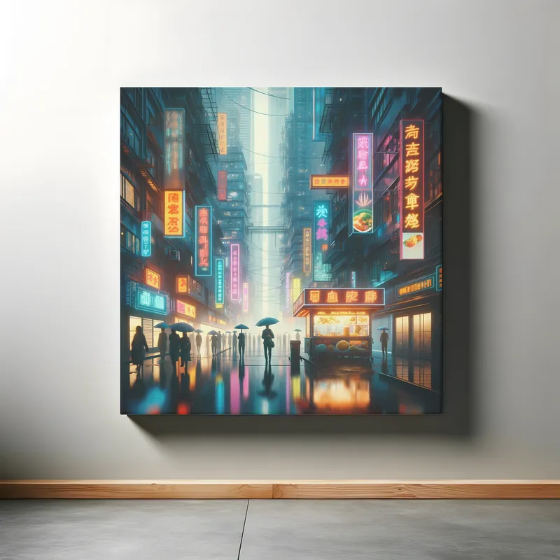 Rainfall Over Neon Streets | Cyberpunk Space Art | LoveSpaceArt