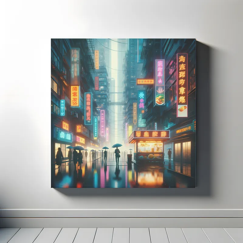 Rainfall Over Neon Streets | Cyberpunk Space Art | LoveSpaceArt