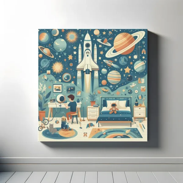 Space Bedroom | Illustrated Kids Space Art | LoveSpaceArt