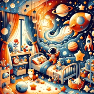 Starry Slumbers and Cosmic Dreams | Kids Illustrated Space Art | LoveSpaceArt