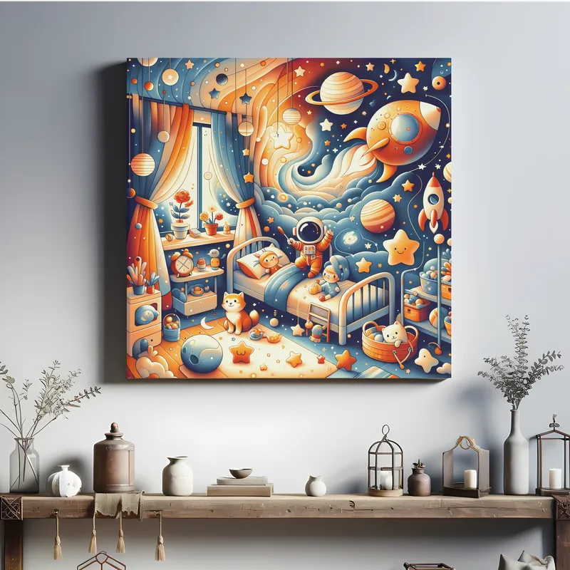 Starry Slumbers and Cosmic Dreams | Kids Illustrated Space Art | LoveSpaceArt