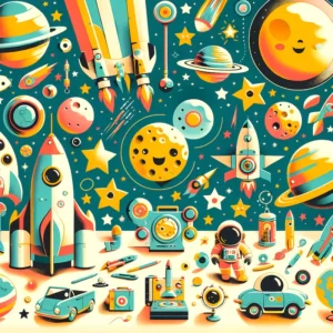 Cosmic Playtime Adventure | Retro Space Art Prints | LoveSpaceArt