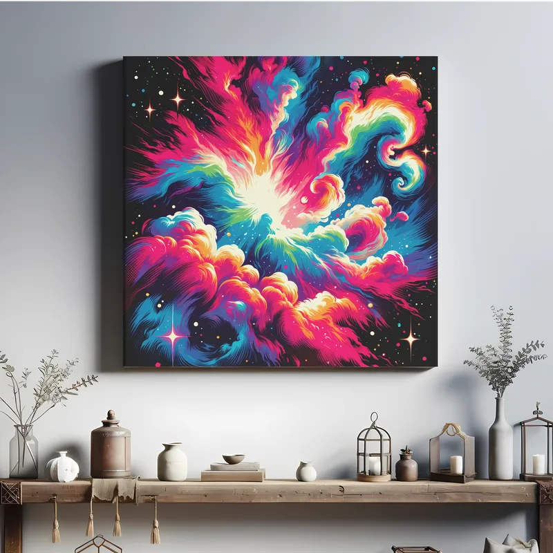 Neon Cosmos Dance | Pop Art Space Art Print | LoveSpaceArt