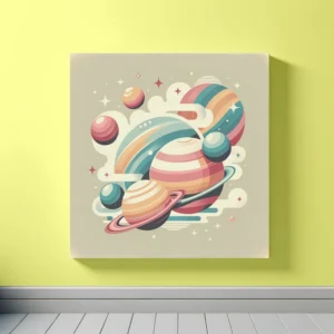 Whimsical Orbits – Retro Planetary Dance | Retro Space Art Prints | LoveSpaceArt