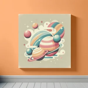 Whimsical Orbits – Retro Planetary Dance | Retro Space Art Prints | LoveSpaceArt