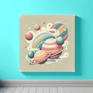 Whimsical Orbits – Retro Planetary Dance | Retro Space Art Prints | LoveSpaceArt