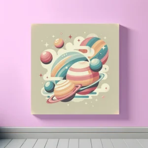 Whimsical Orbits – Retro Planetary Dance | Retro Space Art Prints | LoveSpaceArt