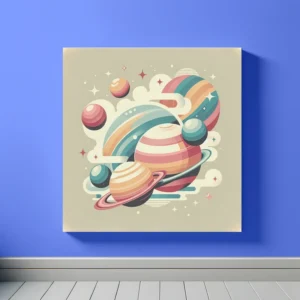 Whimsical Orbits – Retro Planetary Dance | Retro Space Art Prints | LoveSpaceArt